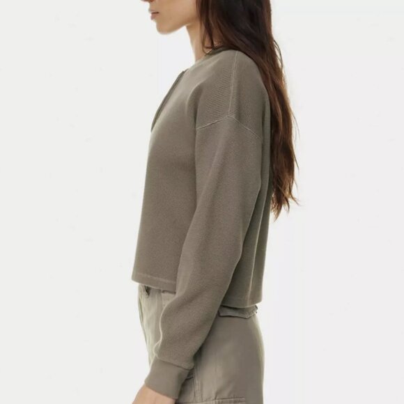 Aritzia Tna Long Sleeve Kendall Waffle Henley Top - Picture 3 of 7